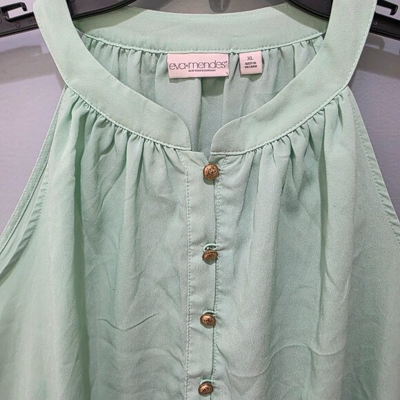 Eva Mendes Womens Sleeveless Tank Top Lot XL Mint Green Pink Button Front Blouse - Picture 3 of 15